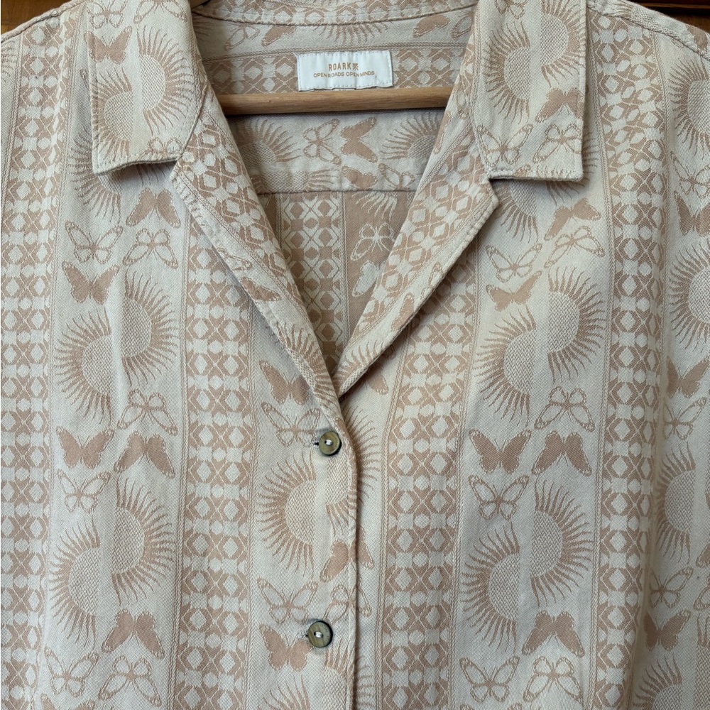 Roark Beige Patterned Button Down Shirt - image 5
